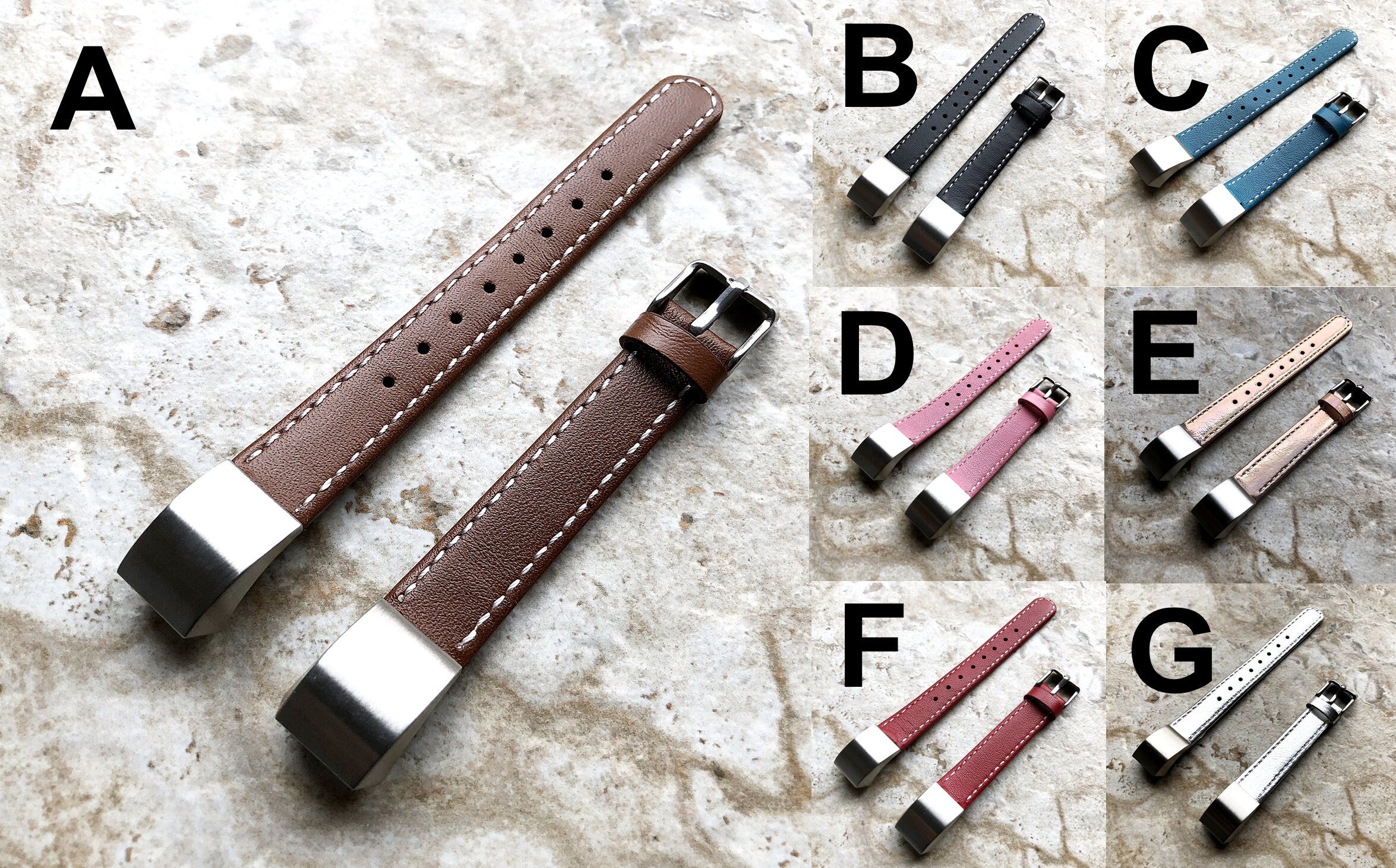 Fitbit Alta HR Unisex Elegant Stylish Soft Leather Band Strap with Stitching Details Quick Release Adapters Included Ready to Attach LSM